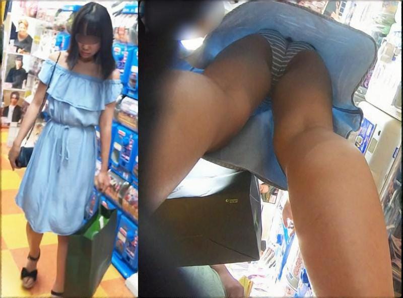 友達とお買い物中の肩出しロングワンピース女子にカメラ突っ込んでみた