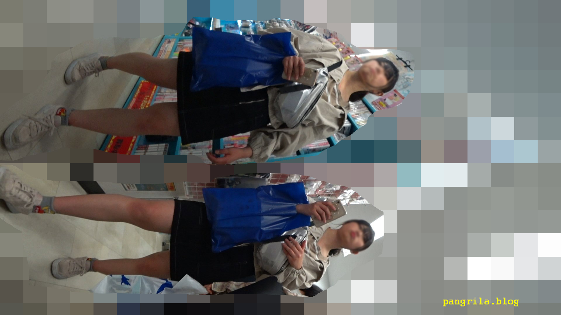 アニメショップで若そうなポニテ娘の純白ぱんつを執拗に逆さ撮り盗撮（PANGRILA：白パンティのポニーちゃん）