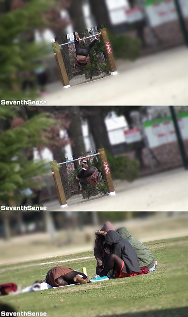 SeventhSense：【公園シリーズ009】　鉄棒女子のまる出しPと寝転びP