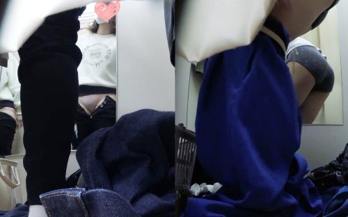 【アヒルの1000円均一】試着室 盗撮風 185着目-ポニーテールの女の子がいい感じです-